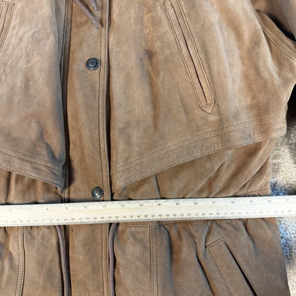 Wilsons Vintage Adventure Bound Brown Suede Jacket Coat Parka Hood Size Large